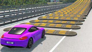 Cars vs Growing Speed Bumps – BeamNG.Drive