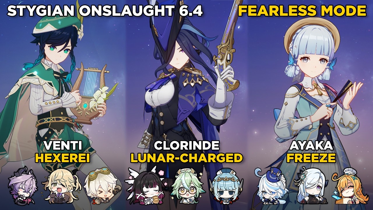 NEW! Stygian Onslaught 6.4 Fearless | C0 Venti C0 Clorinde C0 Ayaka | Genshin Impact Luna V