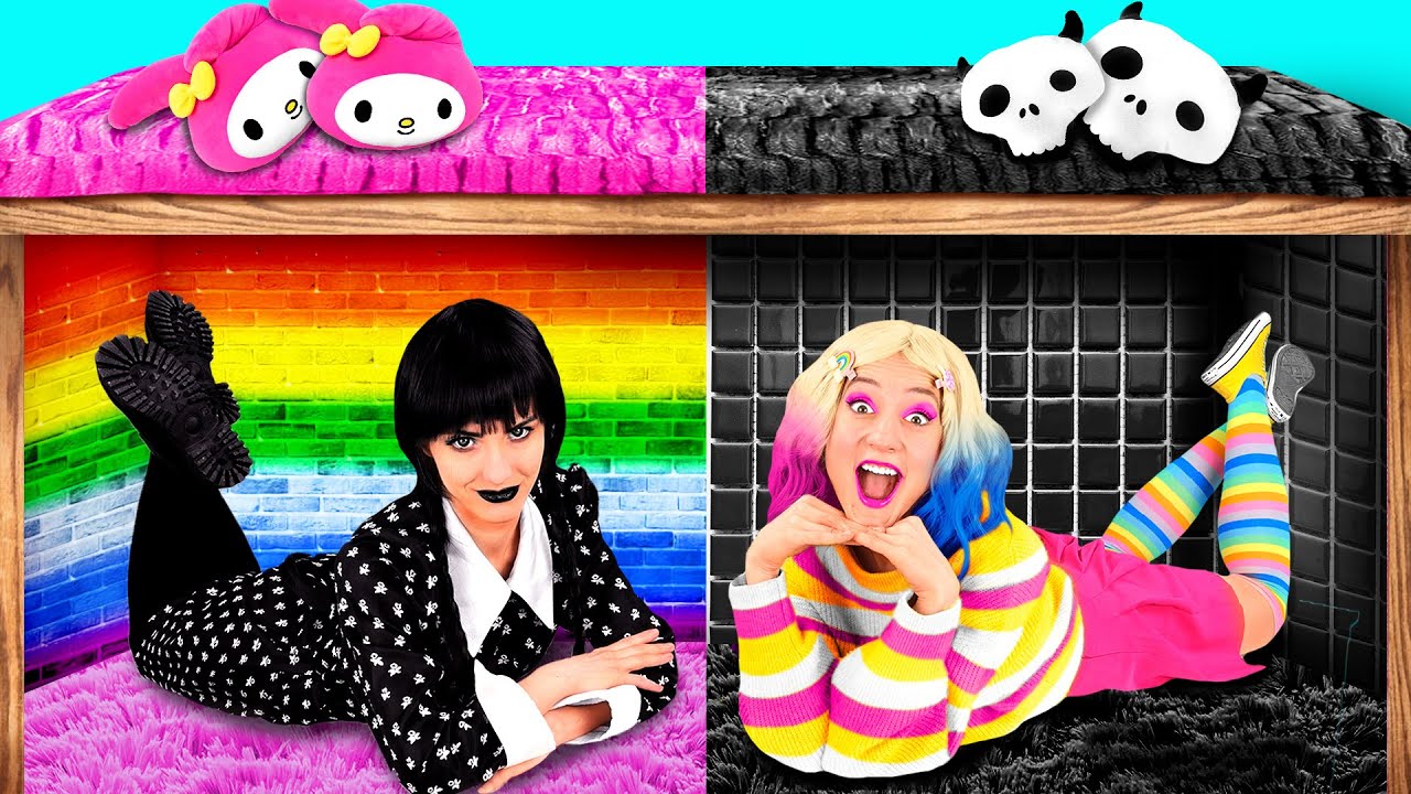 ベッドの下の秘密の部屋と Wednesday Addams | クレイジーチャレンジ Fun Challenge