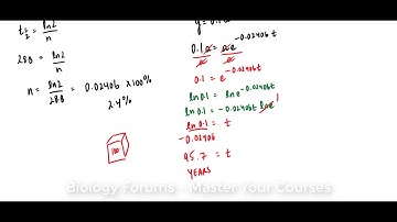 📚 How to solve a half-life problem using exponential decay and natural log (y = ae⁻ⁿᵗ)