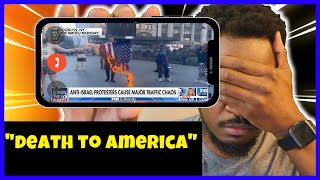 Breaking! Anti-Israel protesters burn US flag, chant 'death to America!' & shut down major highways!