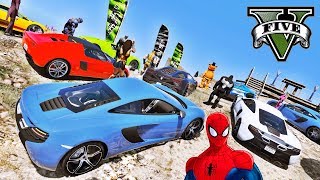 CARROS com Homem Aranha e Heróis na Mega Rampa Mapa Novo GTA V Mods - IR GAMES screenshot 4