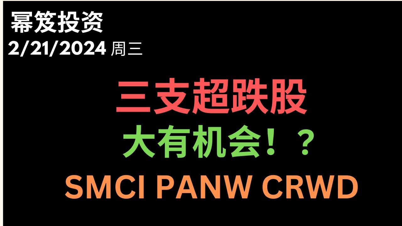 第1105期「幂笈投资」2/21/2024 大跌砸出黄金坑？三支超跌股，大有机会？｜ 大盘还要继续跌 ｜ SMCI PANW CRWD | moomoo