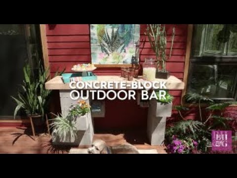 How to Build a Cinder Block Outdoor Bar with Wood Bar Top