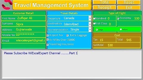 Travel Booking System in Excel VBA(Part 1)
