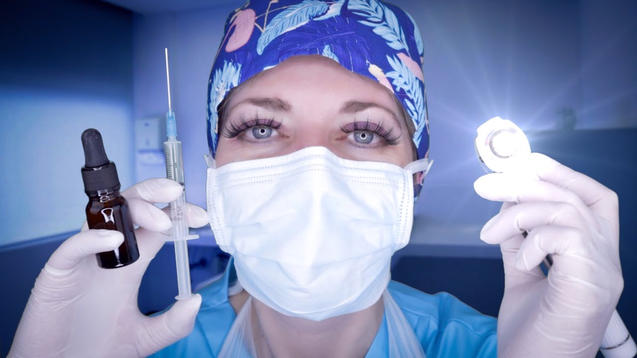 ASMR Ear Exam, Cleaning & Surgery for Infection - Otoscope, Latex Gloves, Fizzy Drops, Typing Clicks