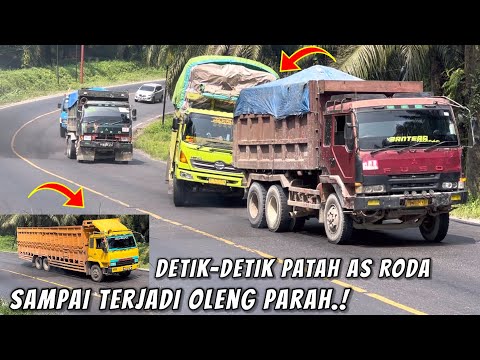 Detik-detik Truk Patah AS Roda Sampai Terjadi Oleng Parah Truk Menyalip