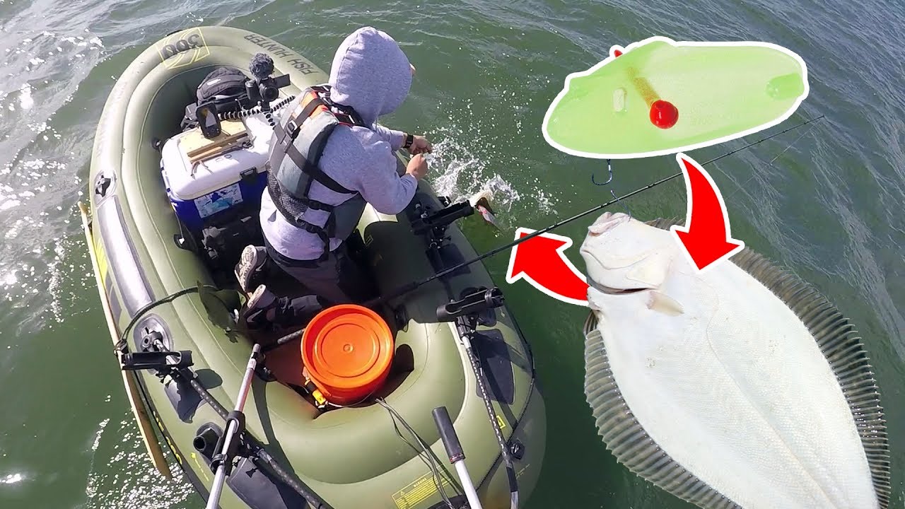 Feisty HALIBUT from an Inflatable Raft!  Bounce-Ball Trolling Krippled  Anchovies 