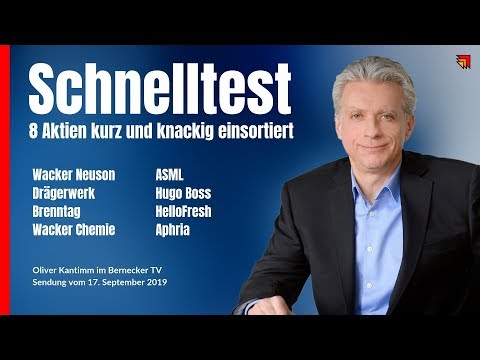 8 Aktien im Schnelltest, z.B. Wacker Neuson, Brenntag, ASML, Hugo Boss usw.