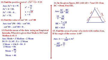 CLASS 10 STATE LEVEL MATHS PREPARATORY MARCH 2020