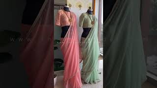 Threads soft organza saree with banarasi blouse screenshot 4