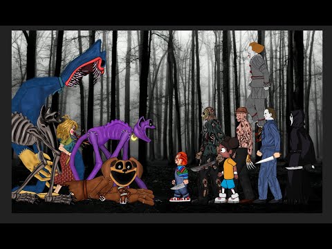 Catnap,HuggyWuggy,dogday,v Catnap, Dogday, Miss Delight vs Bendy and the Dark Revival team. Animation  Part1.