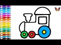 Как нарисовать ПОЕЗД / мультик раскраска ПАРОВОЗ для детей / Раскраски малышам