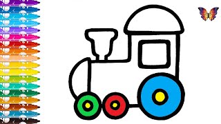 How to draw a rainbow train for kids