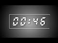 Black and White Digital Countdown 1 min | 60 Seconds Countdown Digital Clock