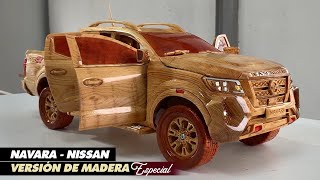 Fabricación de coches de madera artísticos  Único con camionetas Navara | Wood Carving Art