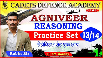 Reasoning |  Practice Set - 13 /14 | Robin Tomar Sir | Cadets Defence Academy