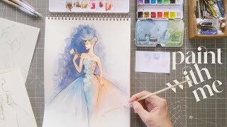 Relaxing Watercolor Gouache Speed Paint Fashion Illustration