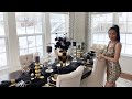 How to decorate elegant tablescape  high and low styling ideas  glamour ellen  black  gold glam