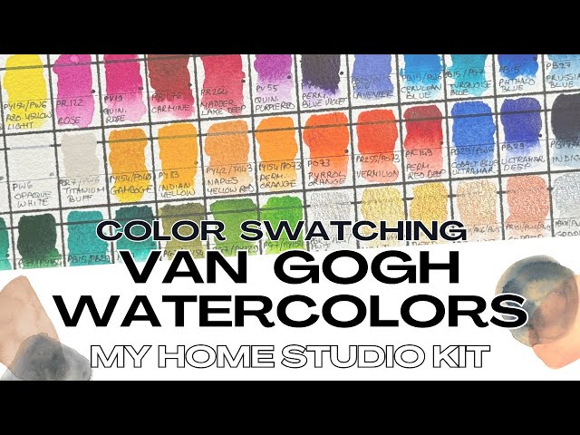 Van Gogh watercolor pans - the granulation is just beautiful (for me) -  Swatching my new colors 