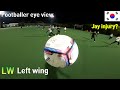 Strong two team football players match eye view