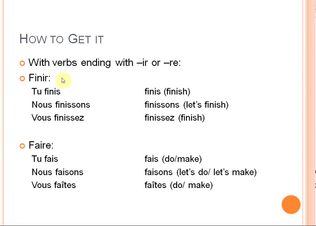 French Er Verb Conjugation Chart