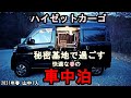 【軽バン・車中泊】山中1人、秘密基地で過ごす快適な春の一夜。癒しと浪漫「ハイゼットカーゴ・クルーズターボ」