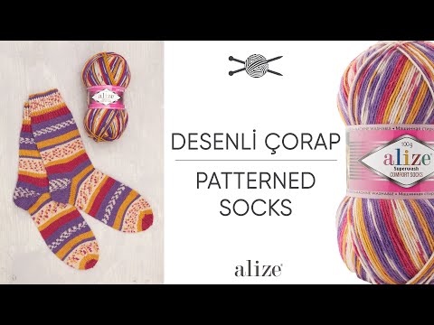 Alize Superwash ile Desenli Çorap Örüyoruz • Patterned Socks • Носки с узором