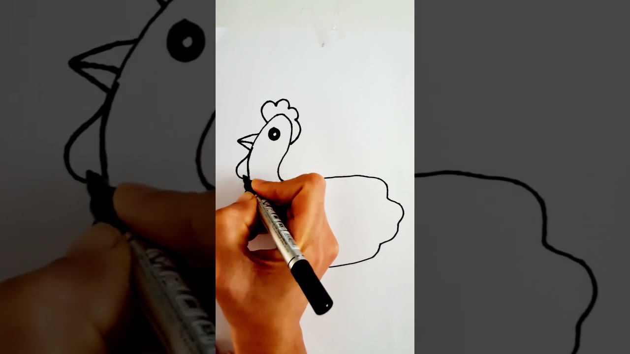 Cute Chicken Drawing with My Handprint"