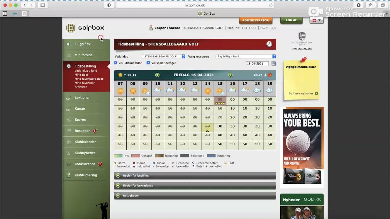 Del 1 Login til golfbox, samt tidsbestilling YouTube