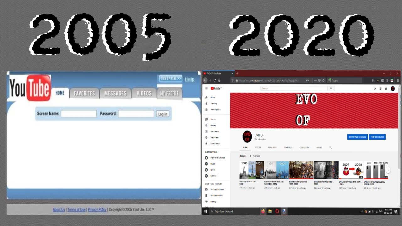 Evolution of YouTube 2005   2020