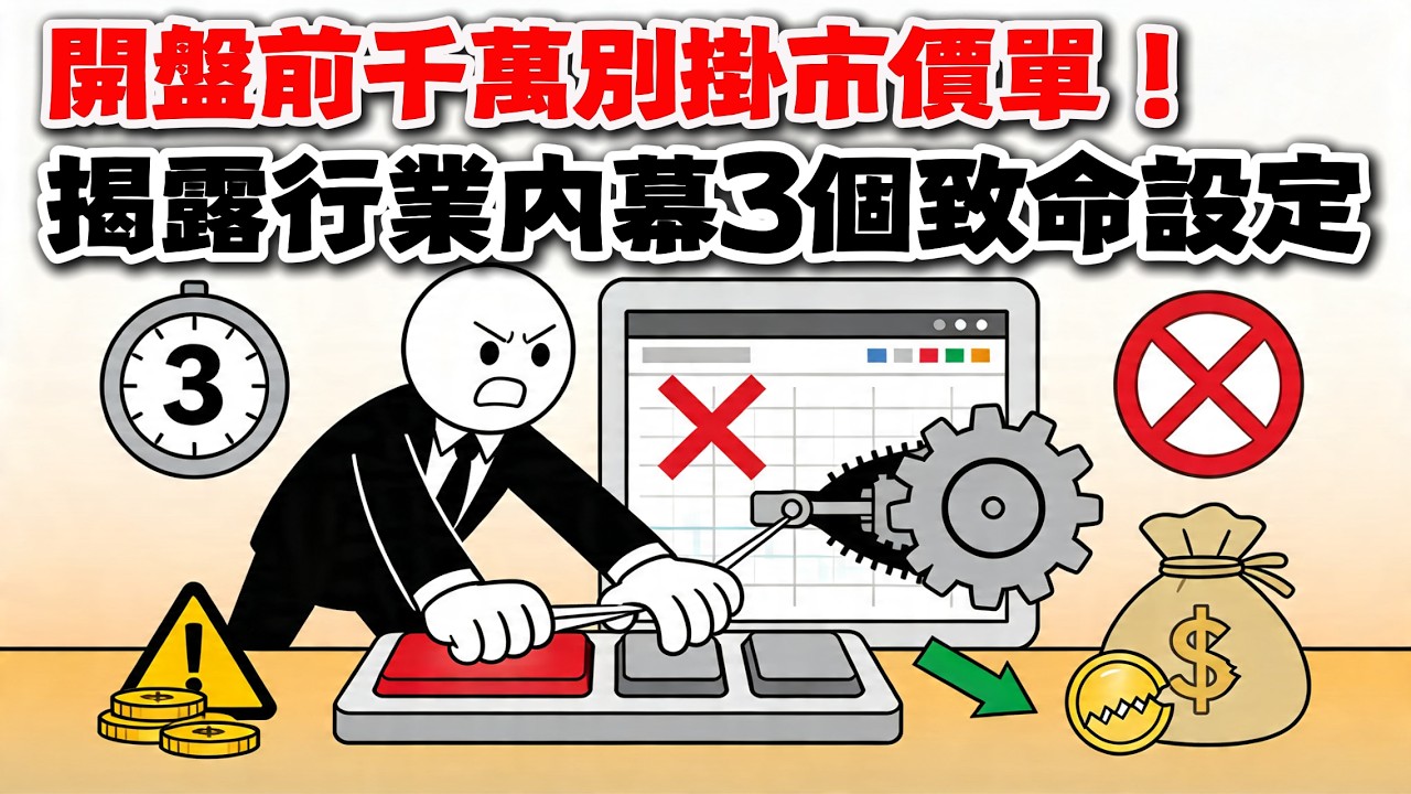 散戶必看!每天開盤都被當「韭菜」割?券商絕對不敢告訴你的3個下單致命陷阱!別再用市價單送錢了🩸|台股交易心理學#股票投資 #散戶心態 #市價單陷阱 #試撮合騙局 #滑價 #台股交易 #主力洗盤 縮圖