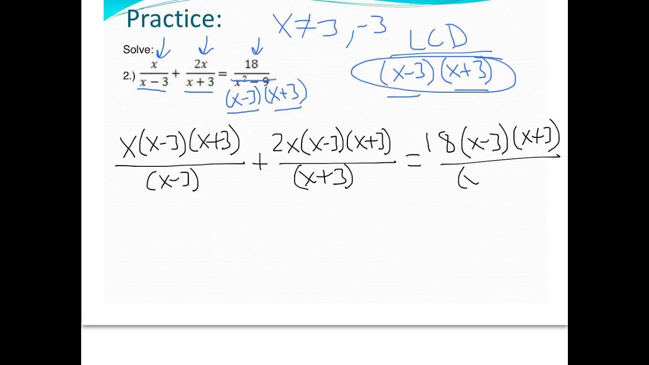 #10.3 - 8.5 solve rational equations - algebra 2 - YouTube