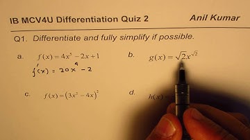 IB Calculus Differentiation Power Rule Test Q1 MCV4U