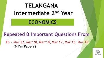 Telangana TS Inter 2nd year Economics questions asked in 6 years Important and Repeated questions