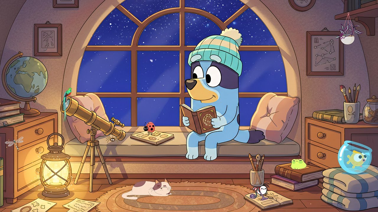 Bluey's Starry Night Study 🌌 Cozy Lofi Music Evening Soft Lofi to ...