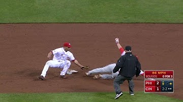 PHI@CIN: Mesoraco catches Ruf trying to steal second