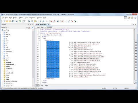 Rectangular Selection in Oxygen XML Editor 18