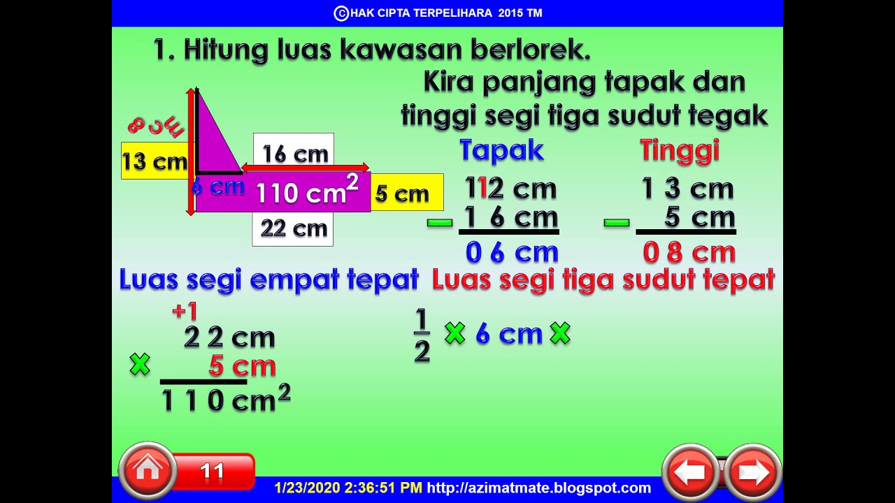 Tahun 5 Hitung Luas Kawasan Berlorek Youtube