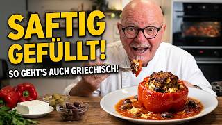 Griechische gefüllte Paprika: So saftig hast du sie noch nie gegessen!