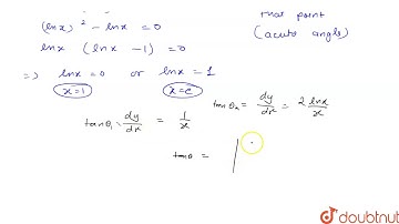 Find the angle between the curve `y=lnx` and `y=(lnx)^(2)` at their point of intersections.