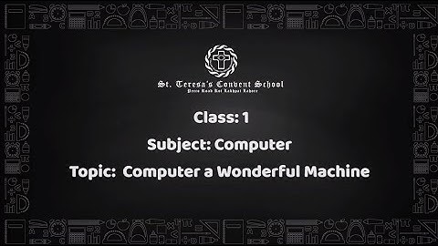 Class: 1 | Subject: Computer | Topic: Computer a Wonderful machine