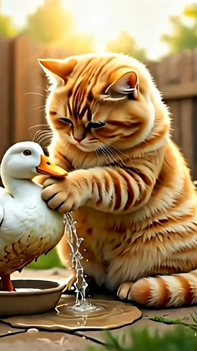 Kucing Oyen dan seekor bebek😸🤩 #funny #youtube #videoai #harusberanda #youtubeshort #cat #fypシ゚viral