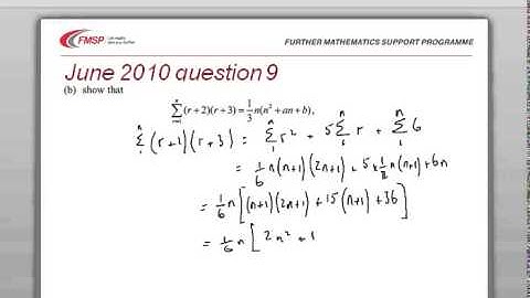 FMSP Revision: Edexcel FP1 June 2010 qn 9 - Proof/Series