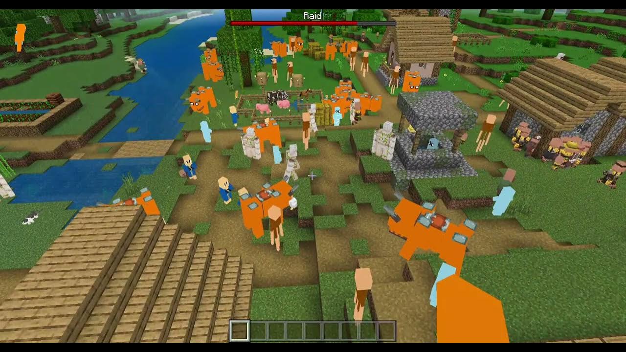 Villagers VS Pillagers in Bedrock Edition!!! using official Pillager