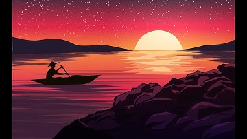 Vector sunset landscape on Inkscape | Speed art
