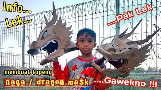 cara membuat topeng naga dari kardus, membuat barongan devil dari kardus