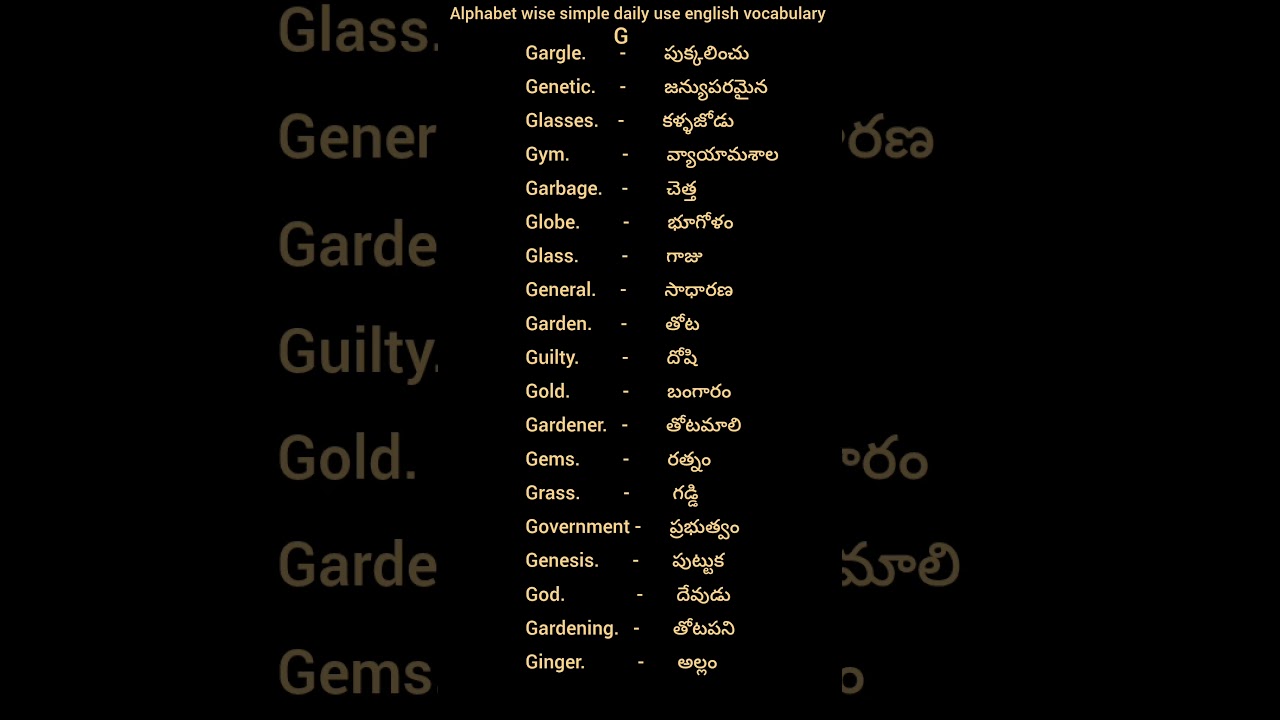 Alphabet wise simple daily use english vocabulary. simple english words.