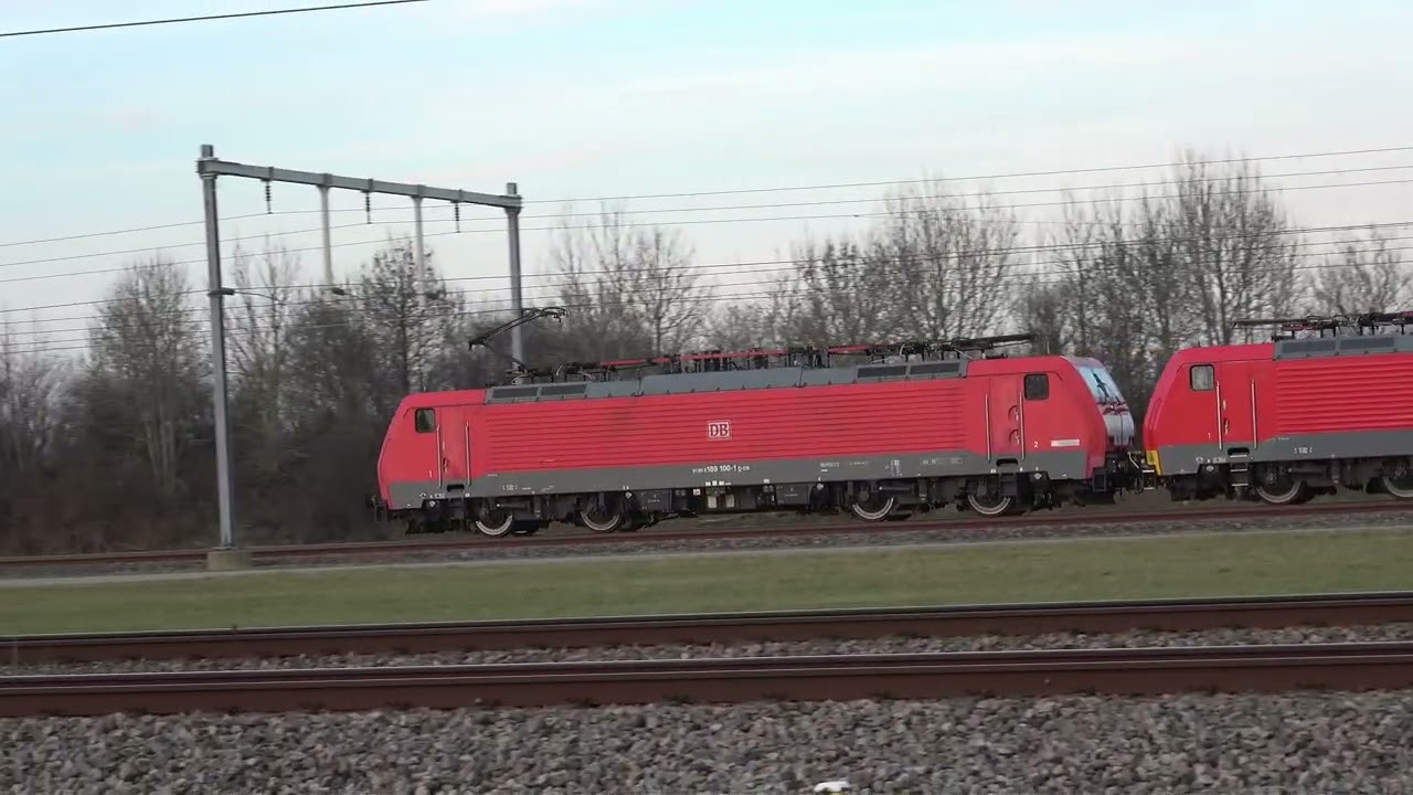 Goederentreinen op de Betuwelijn bij Valburg 23/24 jan '26