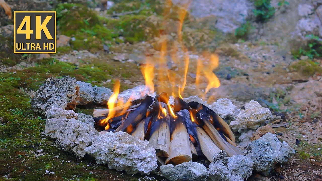 4K 🏕️ Authentic Campfire Relaxation: The Most Soothing Nature Sounds 🔥 No Music